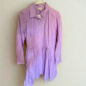 J.Crew Eyelet Button-Up Purple Dress | Size 6 | NWT